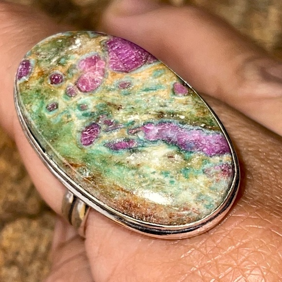 Beautiful Green Ruby Fuchsite Ring 12 1/2 - Picture 9 of 11